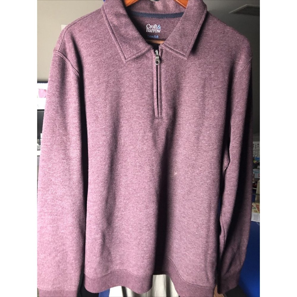 MEN'S LARGE CROFT & BARROW 1/2 ZIP HEATHER PURPLE